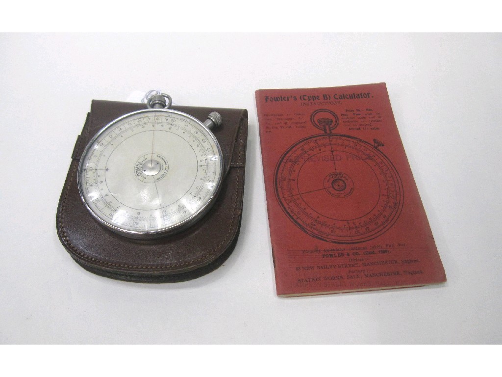 Appraisal: Fowler's type B calculator with book of instructions