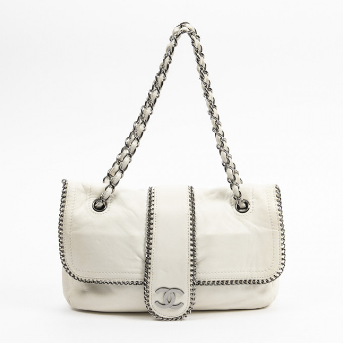 Appraisal: Chanel Madison Flap Shoulder Bag c in white calf leather