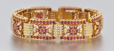 Appraisal: A Ladies' Ruby and Diamond Bracelet in k Gold k