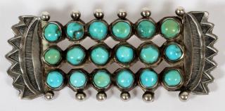 Appraisal: NAVAJO SILVER AND TURQUOISE BROOCH CIRCA NAVAJO SILVER AND TURQUOISE