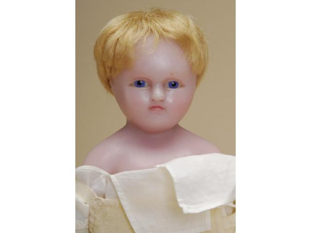 Appraisal: Small Wax Child with Glass Eyes England ca poured rose-toned