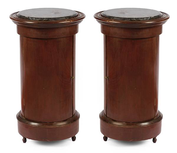 Appraisal: A pair of Louis Philippe style mahogany and marble topped