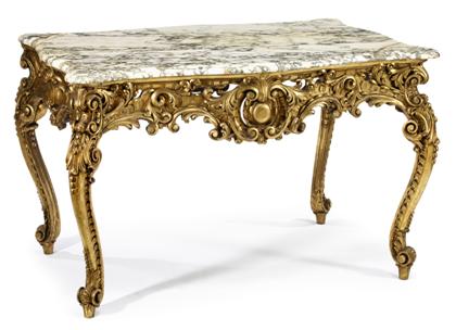 Appraisal: Louis XV style giltwood marble top center table early th