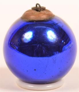 Appraisal: Blue Blown Glass Ball Form German Kugel - diam