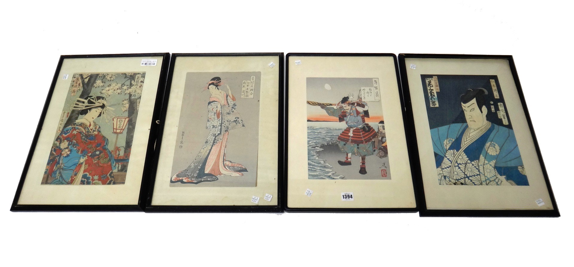 Appraisal: Four Japanese woodblock prints figure subjects including examples by Kunichika