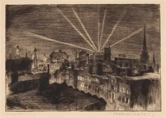 Appraisal: F Dano Jackley American b ''Searchlights'' etching signed ''Dano Jackley''