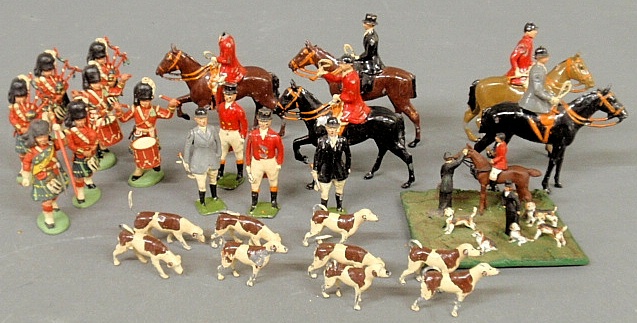 Appraisal: - Group of Britains toy fox hunters hounds etc tallest