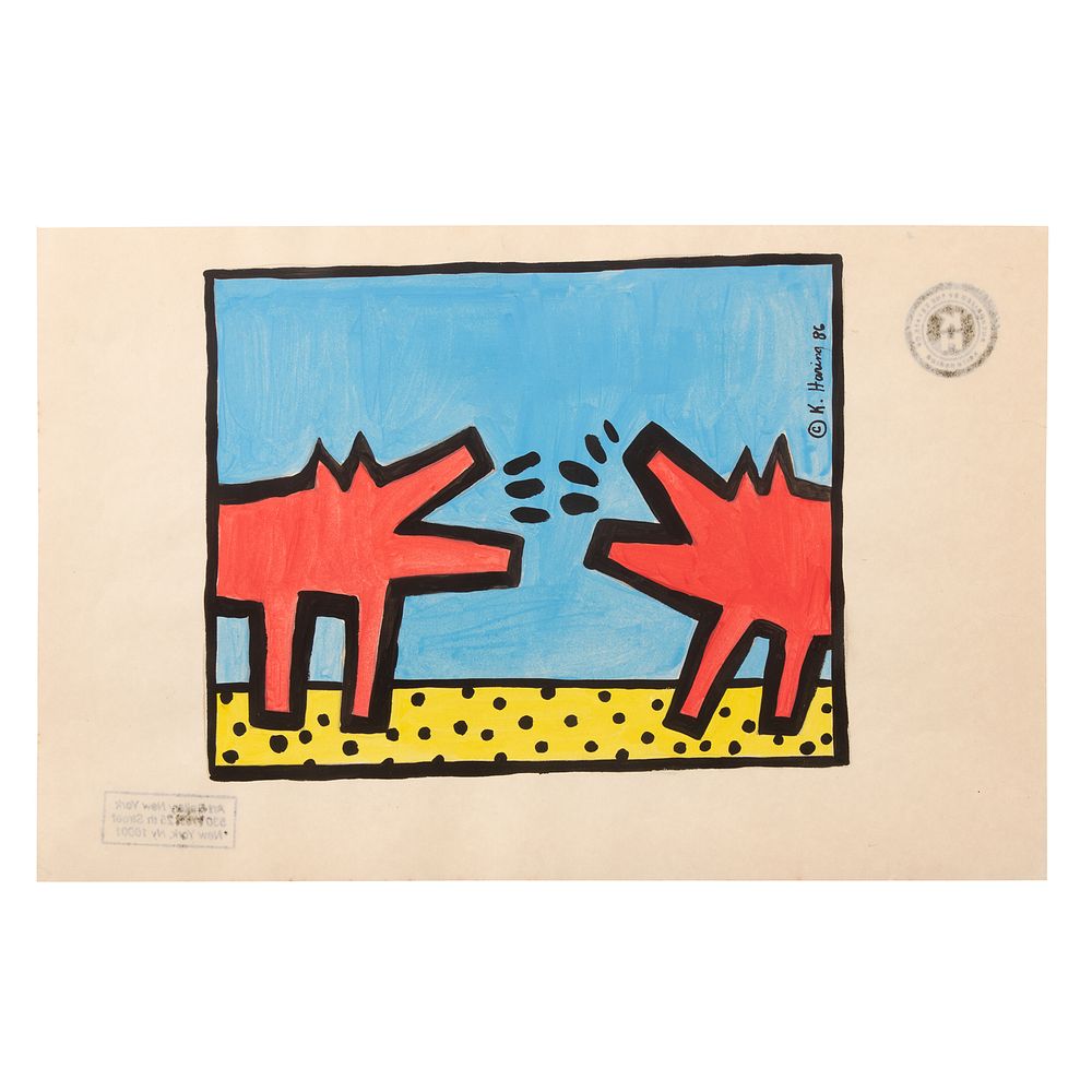 Appraisal: Keith Haring Barking Dogs American - Lithograph in colors copyright