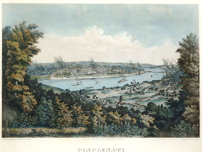 Appraisal: CINCINNATI Handcolored aquatint by Deutz Brothers published by Geroge Degan