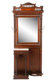 Appraisal: Eastlake Mirrored Hall Tree w Marble Top Glove Box American