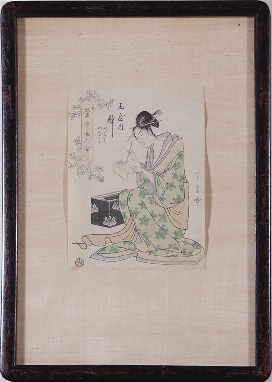 Appraisal: Early Japanese woodblocks unidentified artists late th century two works