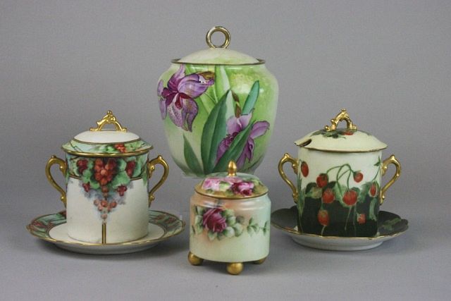 Appraisal: Grouping of Lidded Porcelain Jars Lot includes Artist signed hand