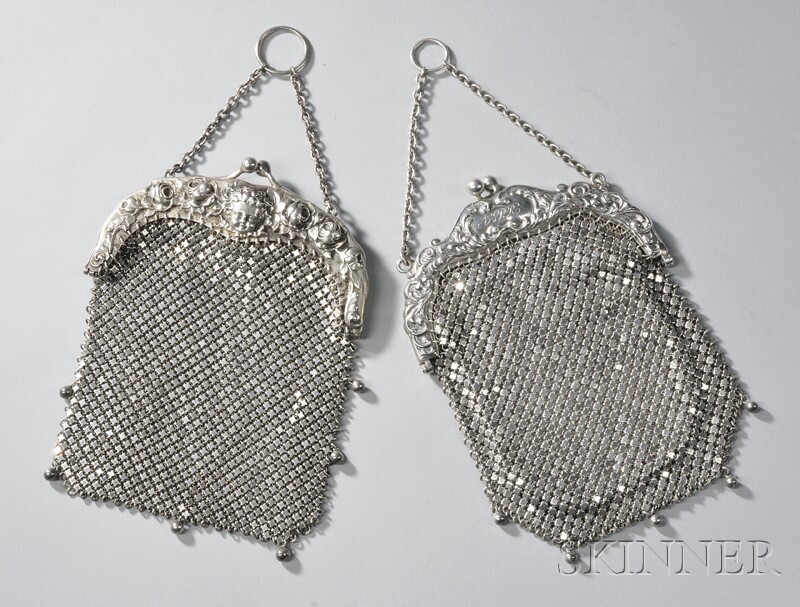 Appraisal: Two Sterling Silver-framed Metal Mesh Purses one Gorham the frame