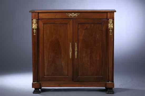 Appraisal: NAPOLEON III MAHOGANY SIDE CABINET circa The rectangular top above