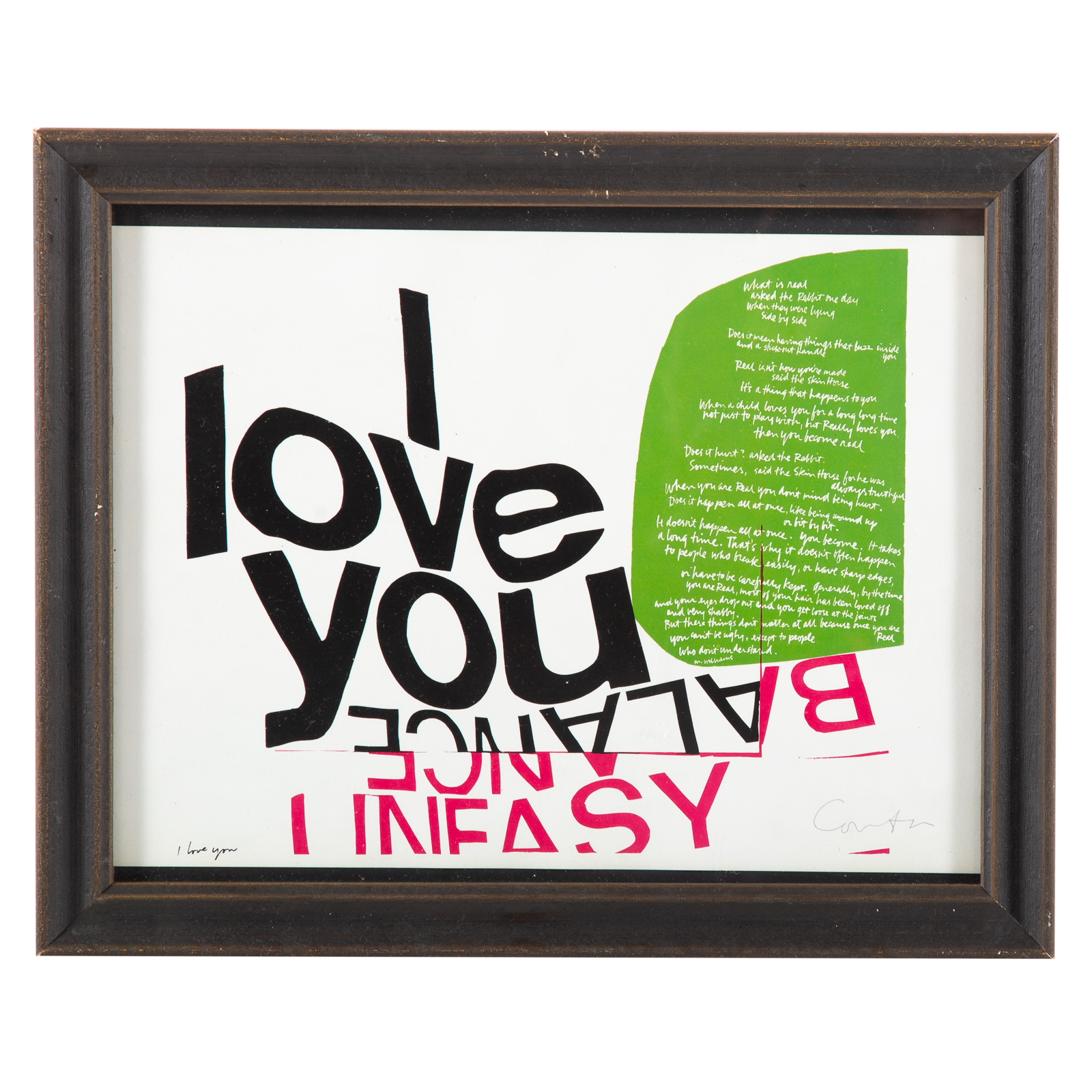 Appraisal: SISTER CORITA KENT I LOVE YOU SERIGRAPH American - Serigraph