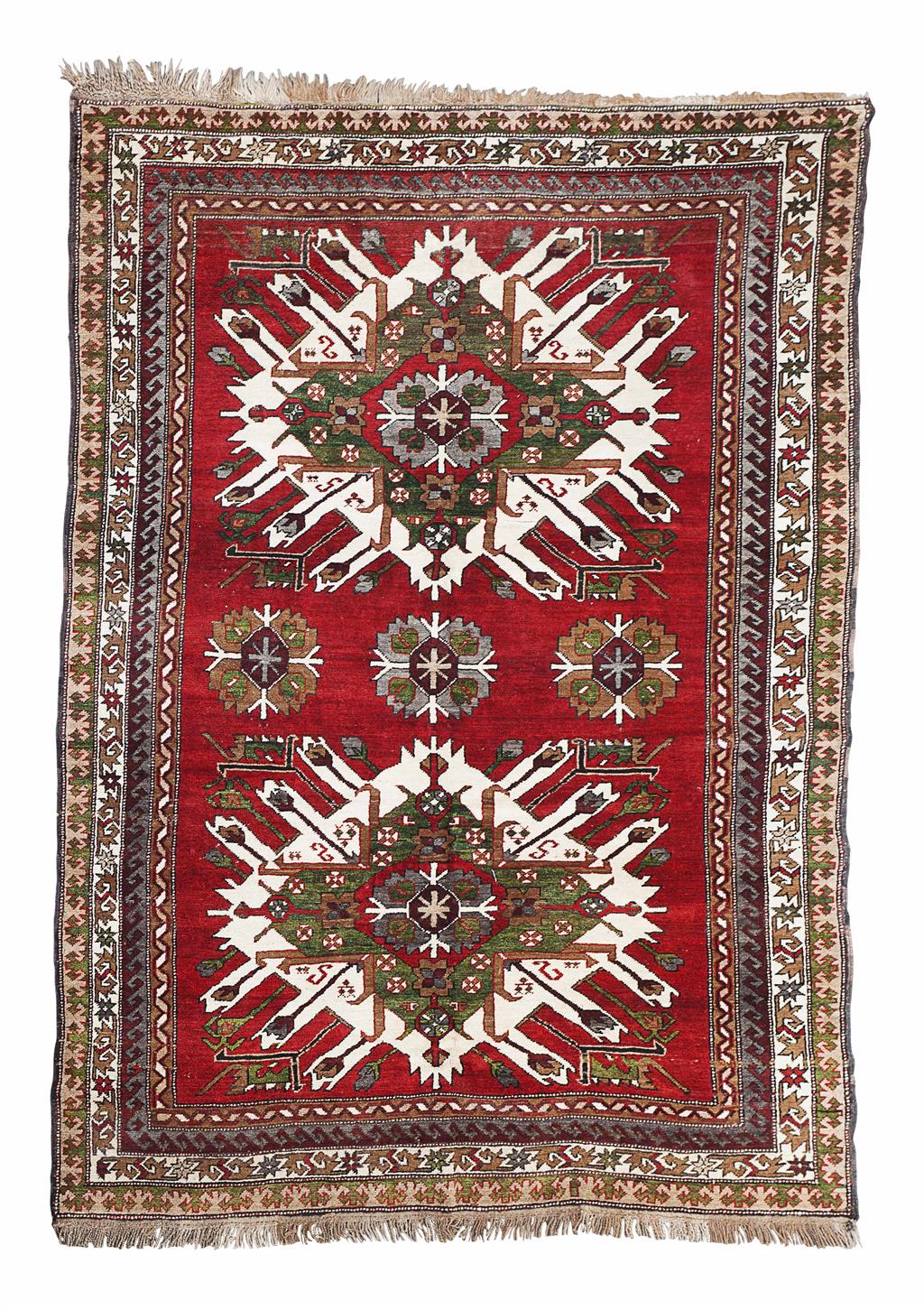 Appraisal: KAZAK STYLE RUG LATE TH CENTURY the red field with