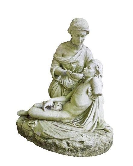 Appraisal: Giuseppe Lazzerini Italian - Hagar and Ishmael a carved white