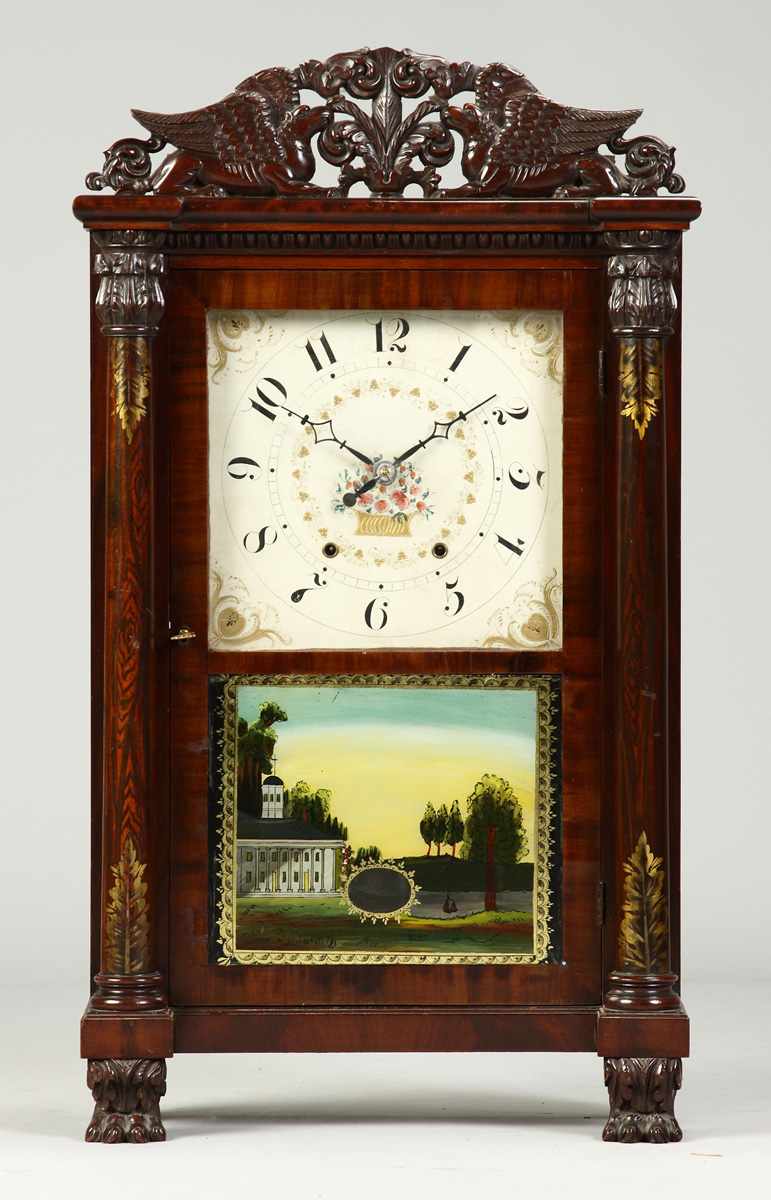 Appraisal: Unusual Bishop Bradley Watertown CT Shelf Clock Mahogany case with