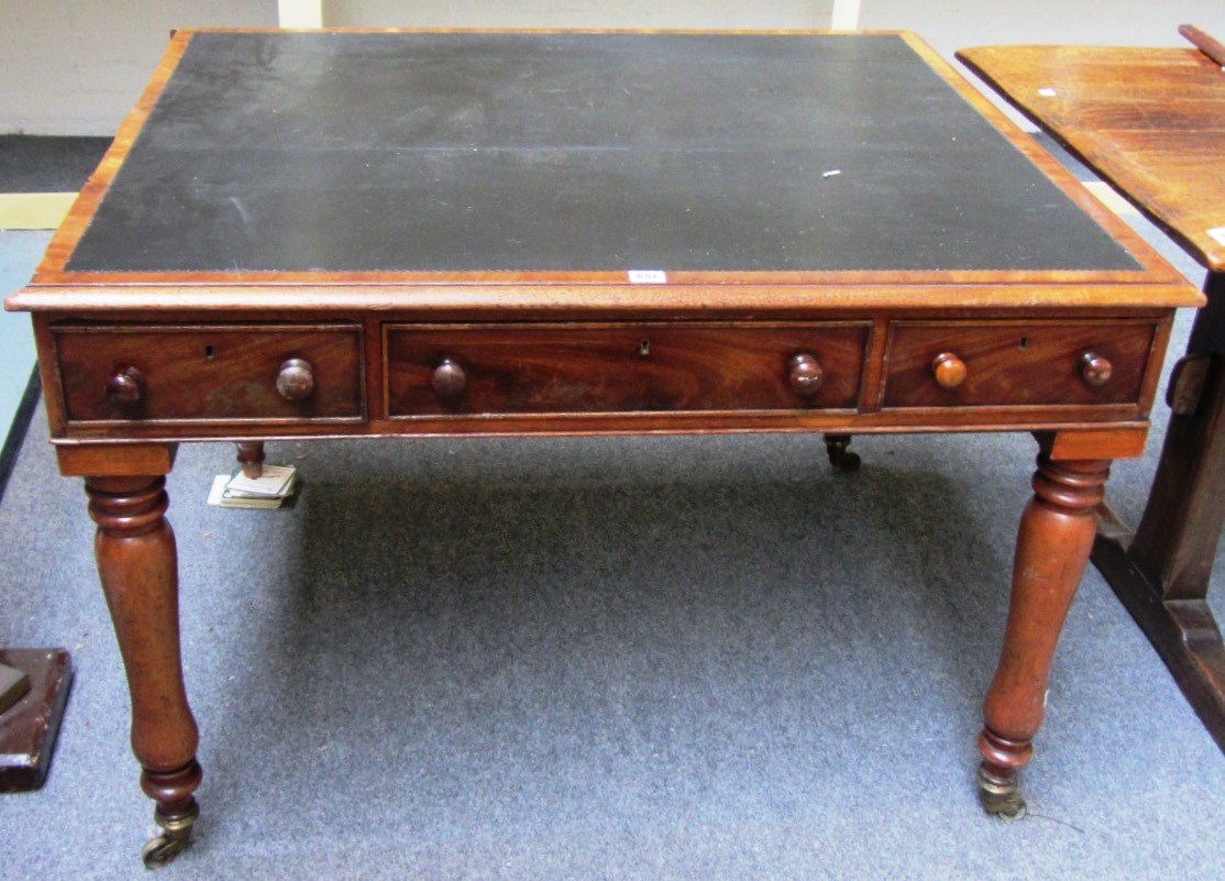 Appraisal: A William IV mahogany library table the rectangular top with