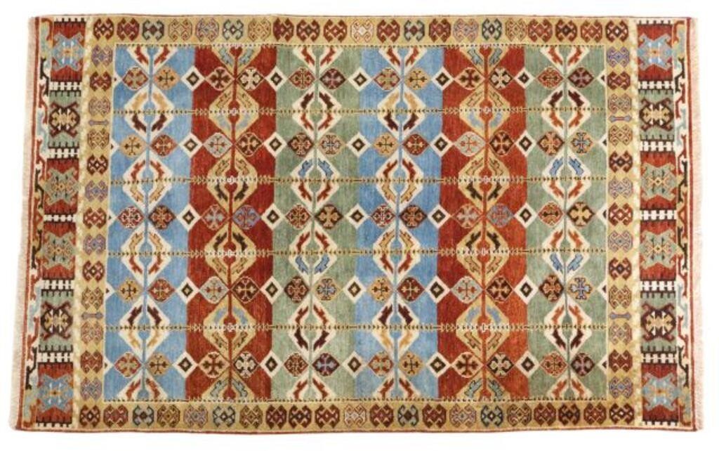 Appraisal: Hand-tied Moroccan tribal rug approx ' l ' w