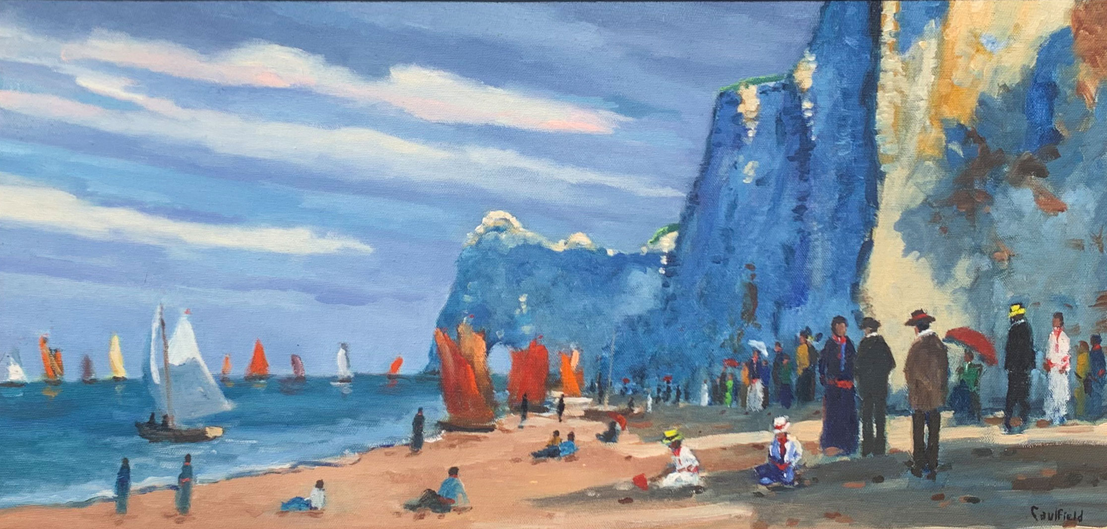 Appraisal: CAULFIELD Robert O American - Regatta at Etretat with Grotto