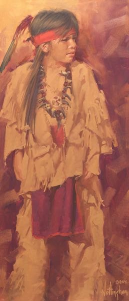 Appraisal: RANDY NOTTINGHAM AMERICAN CONTEMPORARY x Native American child Oil on