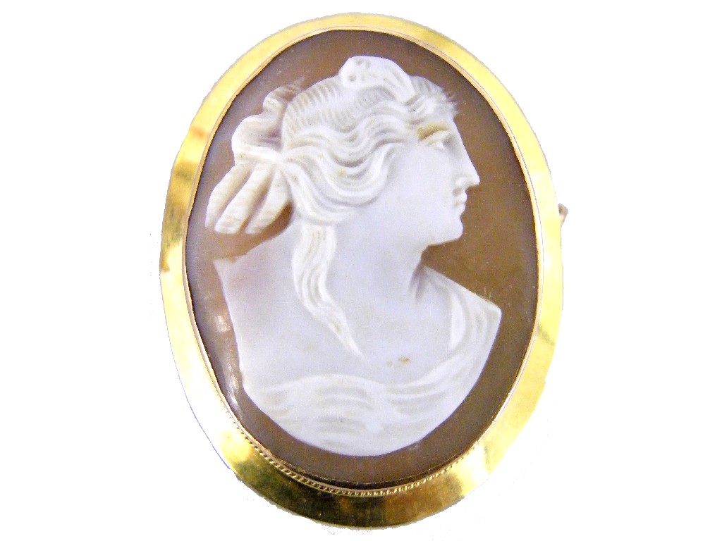 Appraisal: ct oval cameo brooch depicting a classical portrait profile safety