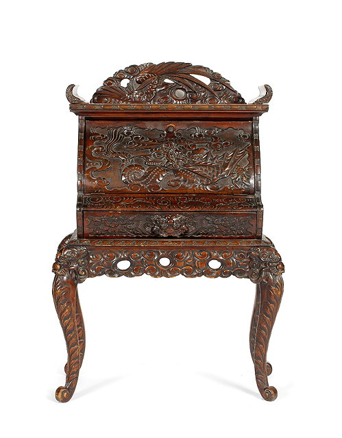 Appraisal: A Chinese hardwood bureau th Centurythe fall front drawer and