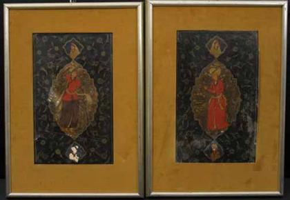 Appraisal: Two Persian framed panels th th century x in Crazing