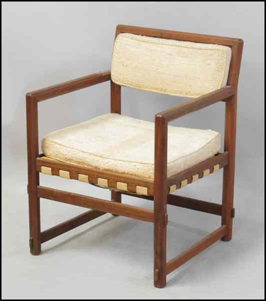 Appraisal: EDWARD WORMLEY FOR DUNBAR OPEN ARMCHAIR H '' W ''