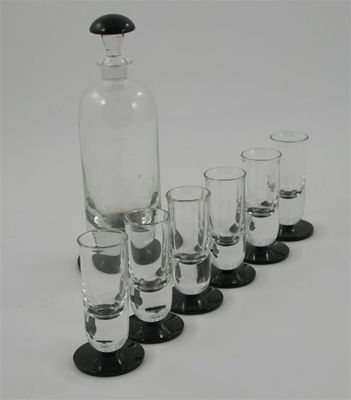 Appraisal: A Leerdam Unica glass decanter and six glasses each simple