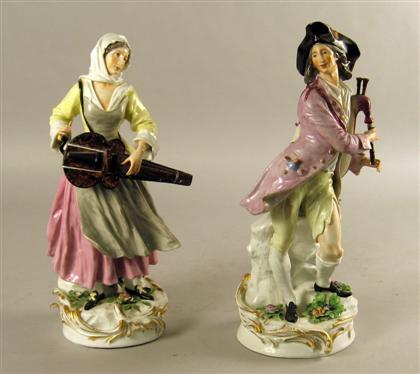 Appraisal: Pair of German porcelain figures of musicians early th century