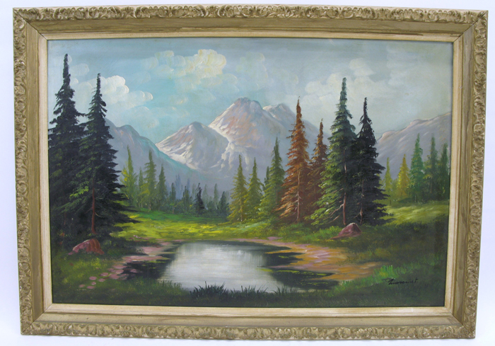 Appraisal: SCHOOL OF JOHN J ENGLEHARDT OIL ON CANVAS Mountain landscape