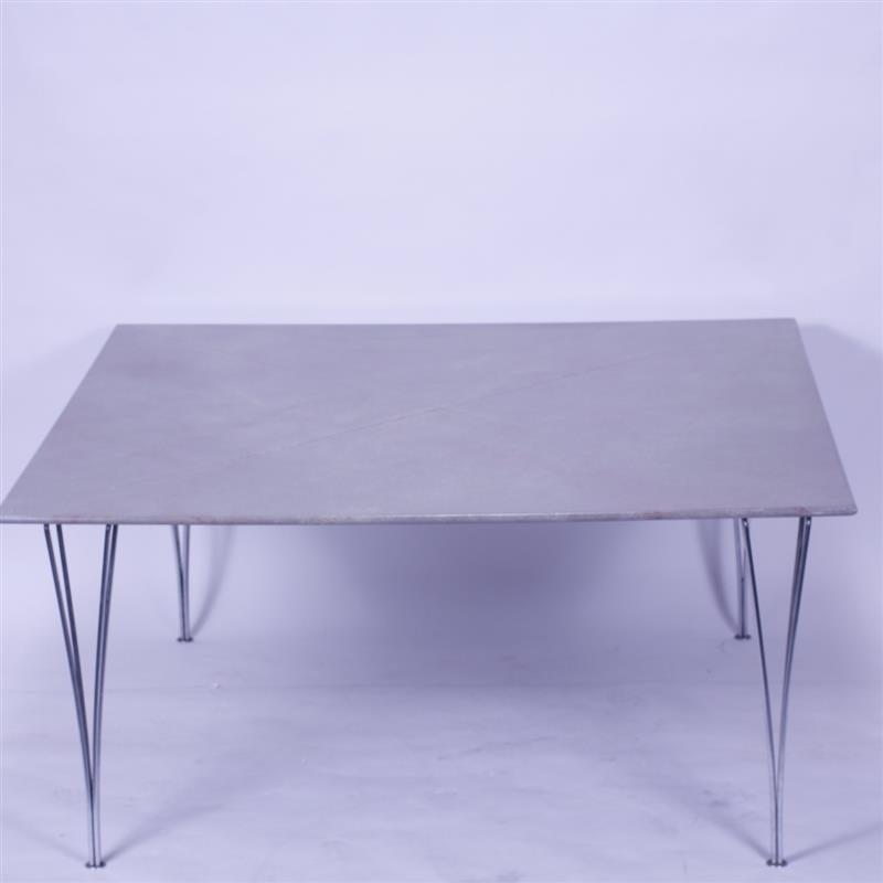 Appraisal: Assembled square top dining table with rod steel legs designed