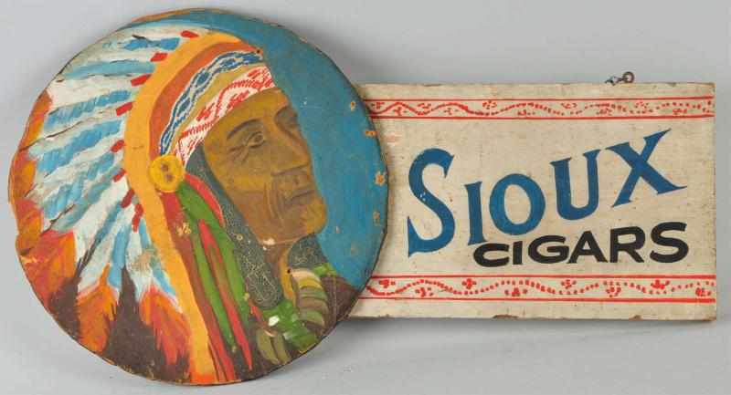 Appraisal: Wooden Handmade Folk Art Sioux Cigars Sign Description s to