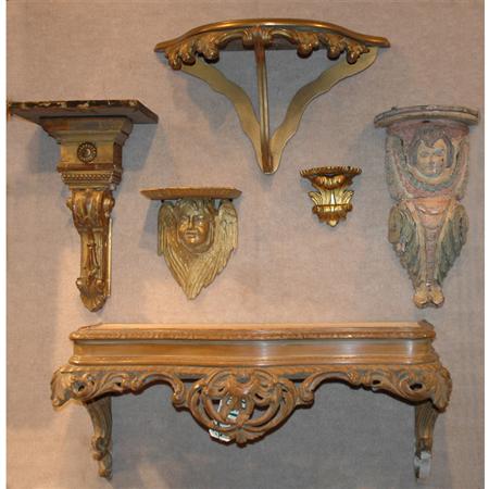 Appraisal: Group of Six Carved Wood Wall Brackets Estimate -