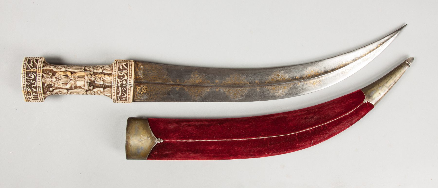 Appraisal: Persian Mughal Dagger Carved figural handle inlaid blade