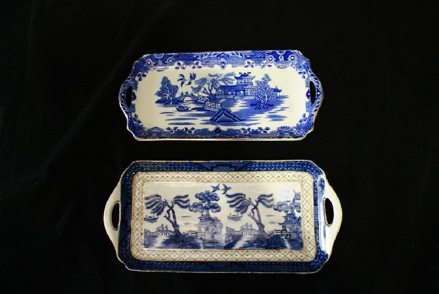 Appraisal: Two willow pattern trays by Wilton and Burleigh