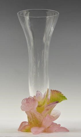 Appraisal: French Daum Soliflor Roses art glass vase wide rim tapered