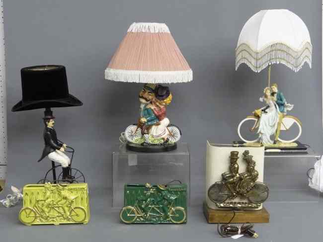 Appraisal: Collection of bicycle related lamps examples Good cond NOTE TO