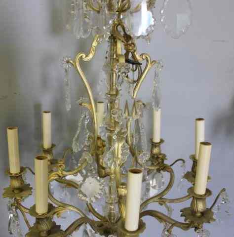 Appraisal: Gilt Metal Light Chandelier From a Manhattan lighting business now