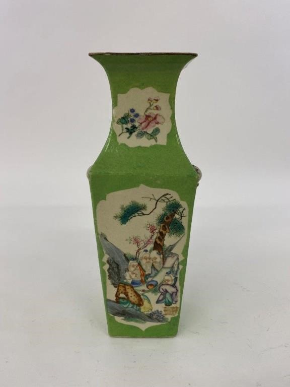 Appraisal: Chinese green porcelain vase Republic period decorated with wise men