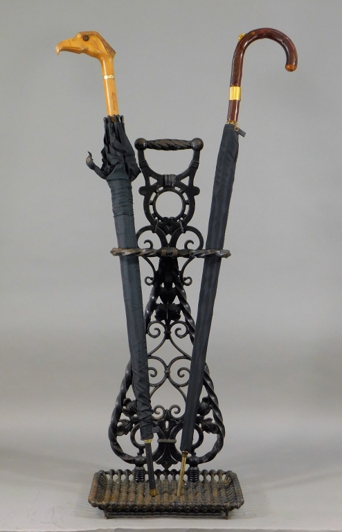 Appraisal: BRADLEY HUBBARD WROUGHT IRON UMBRELLA STAND Connecticut Late th CenturyVictorian