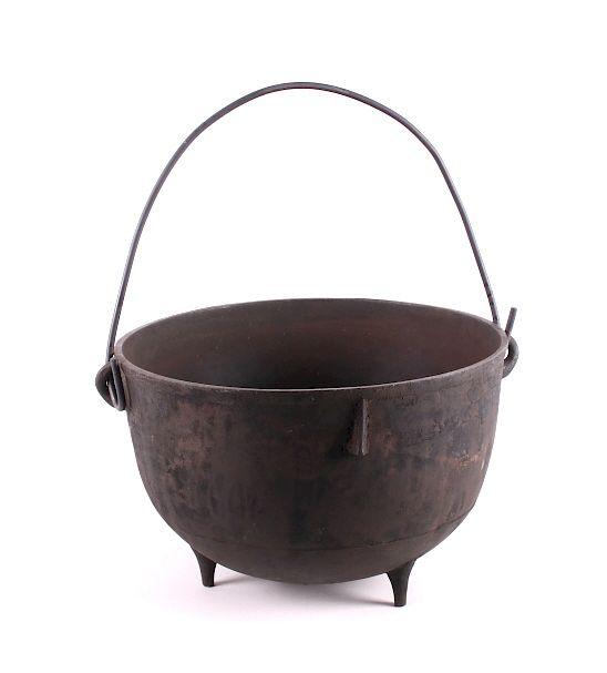 Appraisal: Antique Cast Iron Scalding Cauldron Kettle This is an antique