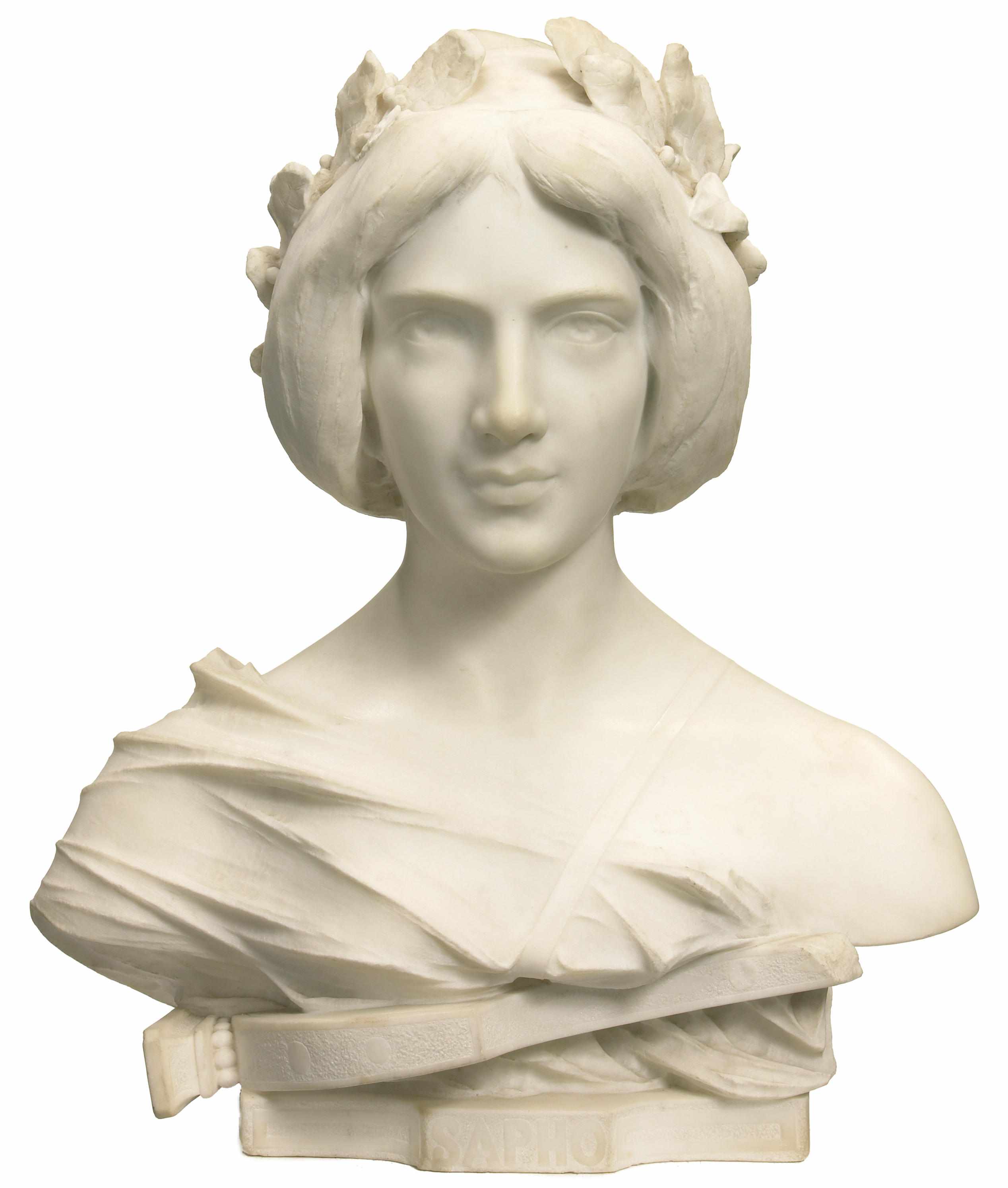 Appraisal: An Italian carved marble bust of Sappho late th centuryInscribed