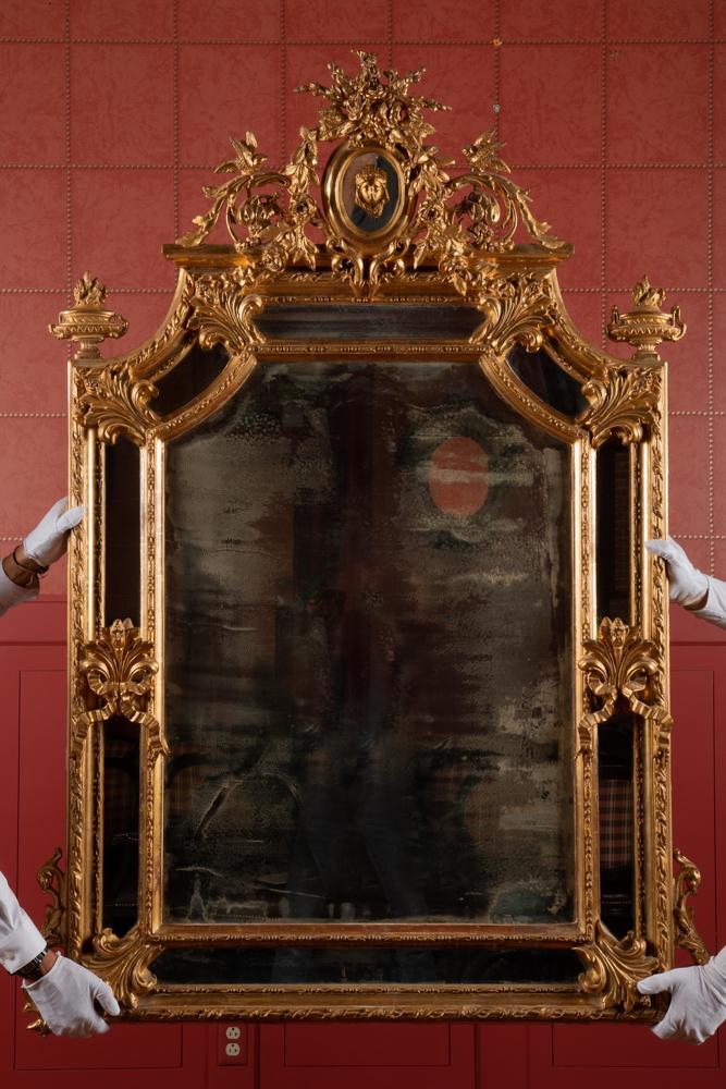 Appraisal: NAPOLEON III GILT MIRROR WITH ORIGINAL GLASS A Napoleon III