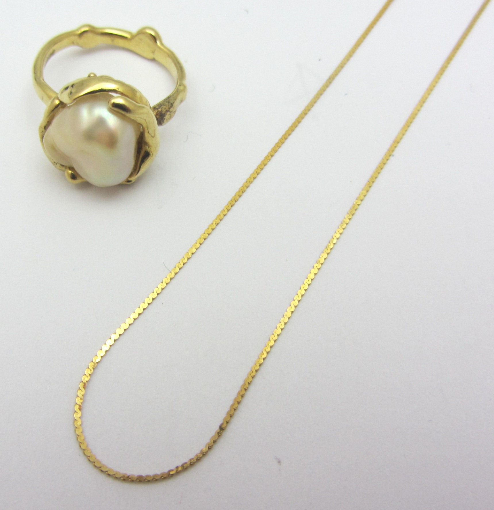 Appraisal: An ct gold and freshwater baroque cultured pearl set dress