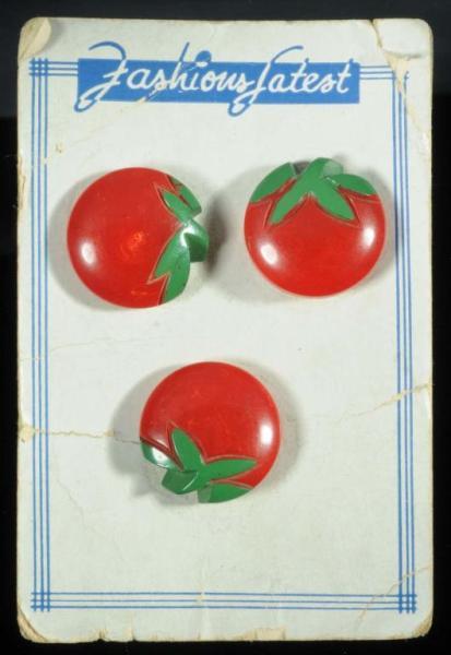 Appraisal: Lot of Bakelite Tomato Buttons on Original Card Condition Excellent