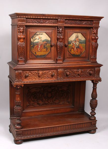 Appraisal: Late th Century Italian Renaissance style carved walnut cabinet having