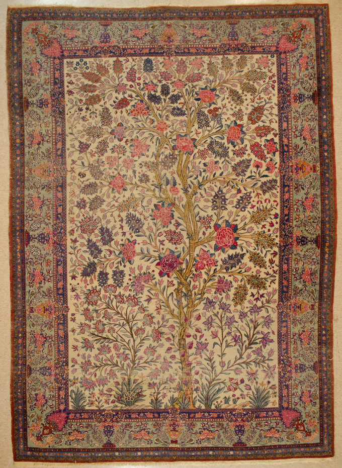 Appraisal: ANTIQUE PERSIAN KASHAN TREE OF LIFE CARPET Isfahan Province central